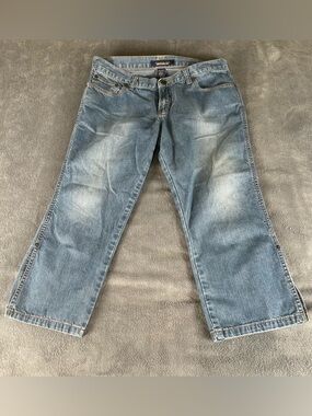 Abercrombie & Fitch Denim Capri Pants Womens 6 Medium Wash Low Rise Y2K
